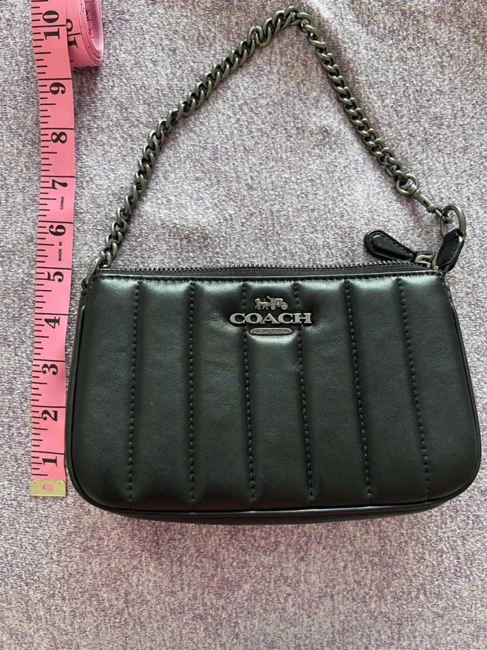 Coach Black Quilted Mini Shoulder Bag with Chain Strap - Picture 5 of 5